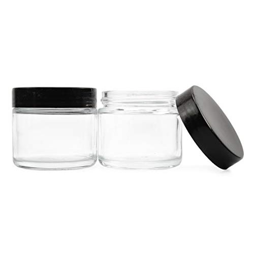 Cornucopia 2oz Straight Sided Clear Glass Jars (12 pack), Airtight Cosmetic J...