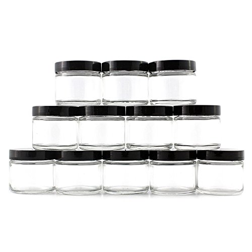 Cornucopia 2oz Straight Sided Clear Glass Jars (12 pack), Airtight Cosmetic J...