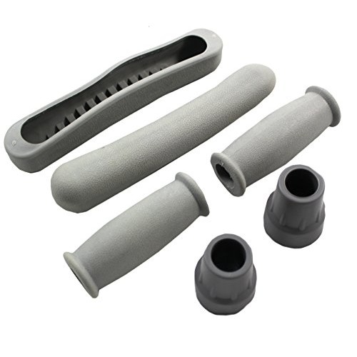 Cornucopia Replacement Crutch Parts Set, Comfortable Gray Rubber Pads Underar...