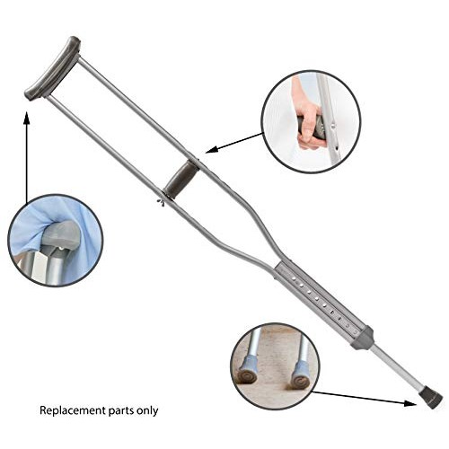 Cornucopia Replacement Crutch Parts Set, Comfortable Gray Rubber Pads Underar...