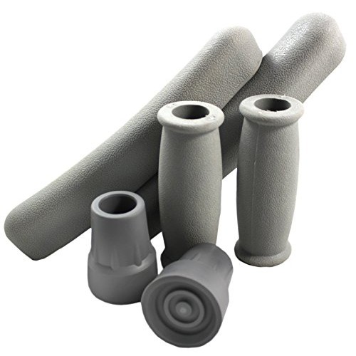 Cornucopia Replacement Crutch Parts Set, Comfortable Gray Rubber Pads Underar...
