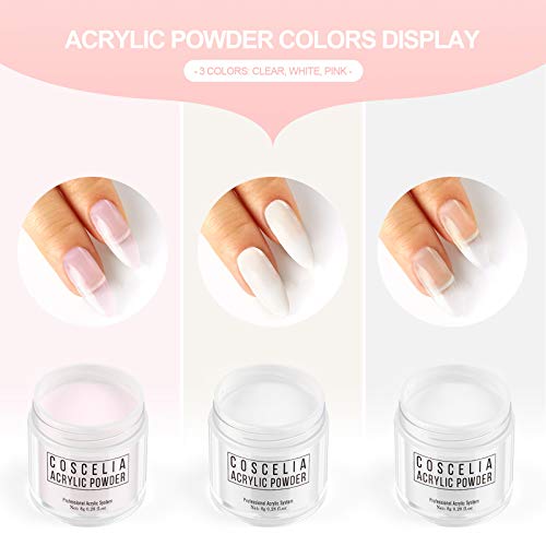 Acrylic Nail Kit 3PCS Acrylic Powder and Liquid Set Acrylic Nail Brush Forms ...