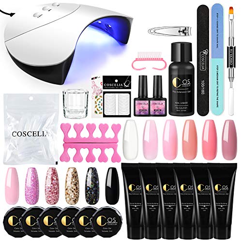 Poly Nail Gel Set with 36w Nail Lamp, 6 Colors Poly Nail Gel and 6 Colors U V...