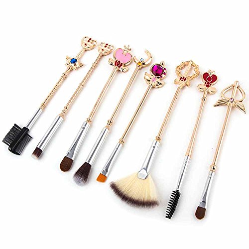 Coshine 8pcs Sailor Moon Makeup Brush Set With Pouch, Magical Girl Gold Cardc...