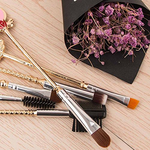 Coshine 8pcs Sailor Moon Makeup Brush Set With Pouch, Magical Girl Gold Cardc...