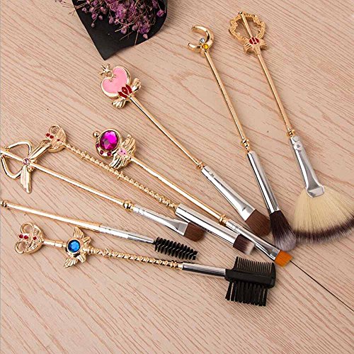Coshine 8pcs Sailor Moon Makeup Brush Set With Pouch, Magical Girl Gold Cardc...