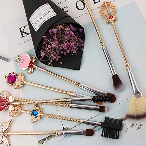 Coshine 8pcs Sailor Moon Makeup Brush Set With Pouch, Magical Girl Gold Cardc...