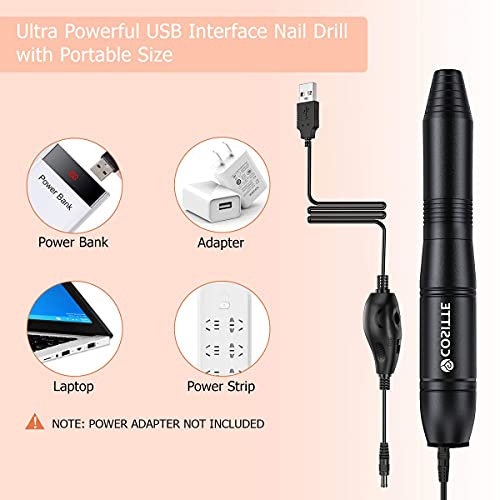 COSITTE Electric Nail Drill, USB Electric Nail Drill Machine for Acrylic Nail...