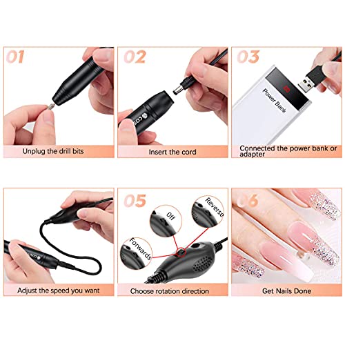 COSITTE Electric Nail Drill, USB Electric Nail Drill Machine for Acrylic Nail...