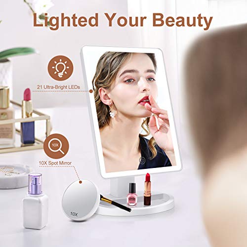 Makeup Vanity Mirror with 3 Color Lighting, COSMIRROR Lighted Makeup Mirror w...