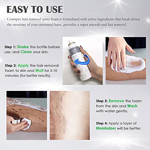 COSMPRO Hair Removal Spray Foam, Hair Removal Cream For Women and Men, Effect...