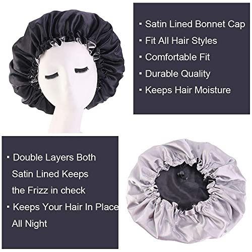Cospack Satin Bonnet Sleep Bonnet Cap - Extra Large Double Layer Reversible A...