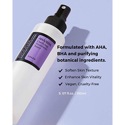 COSRX AHA/BHA Clarifying Treatment Toner, 5.07 fl.oz / 150ml | Exfoliating Fa...