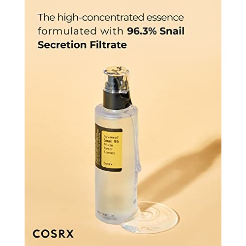 COSRX Snail Mucin 96% Power Repairing Essence 3.38 fl.oz, 100ml, Skin Repair ...
