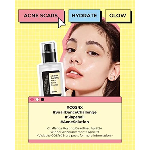 COSRX Snail Mucin 96% Power Repairing Essence 3.38 fl.oz, 100ml, Skin Repair ...