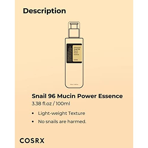 COSRX Snail Mucin 96% Power Repairing Essence 3.38 fl.oz, 100ml, Skin Repair ...