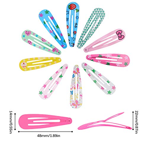 Hair Clips for Girls, 120 Pcs 2 Inch No Slip Metal Snap Hair Clips Barrettes ...