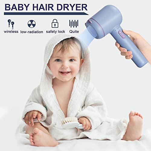 Cordless Baby Hair Dryer - Low Heat Speed Portable Wireless Blow Dryer Gentle...