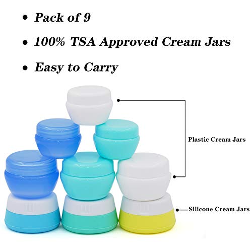 Travel Containers Sets Silicone & PP Cream Jars for Toiletries Empty Lotion C...