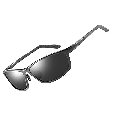 Men's Polarized Full Reading Sunglasses Square Aluminum Magnesium Frame Fashi...