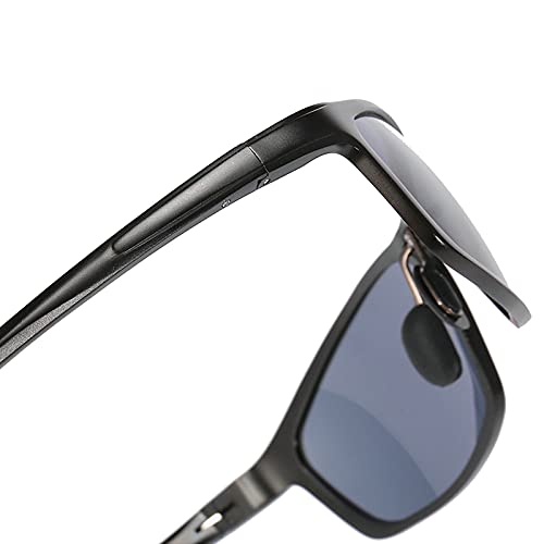 Men's Polarized Full Reading Sunglasses Square Aluminum Magnesium Frame Fashi...