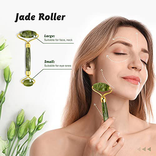 Jade Roller & Gua Sha Set, Face Roller, Cotify Anti-Aging Facial Roller, Natu...