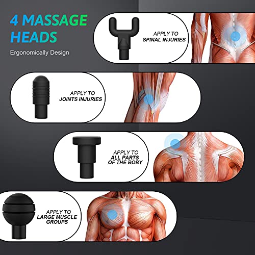 6 Speeds Massage Gun, Cordless Handheld Deep Tissue Muscle Massager, Chargeab...