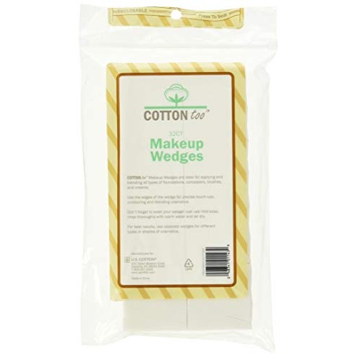Cotton Too Premium 32 Count Latex-free Cosmetic Wedges, 6 Pack