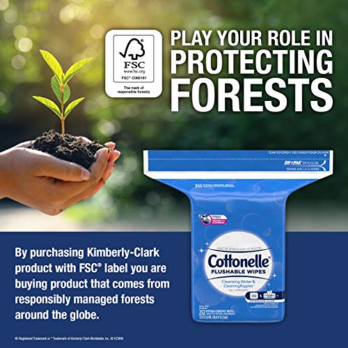 Cottonelle Flushable Wet Wipes - 1 Refill Pack, 252 Total Flushable Wipes