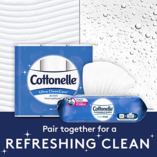 Cottonelle FreshFeel Flushable Wet Wipes for Adults and Kids, 8 Flip-Top Pack...