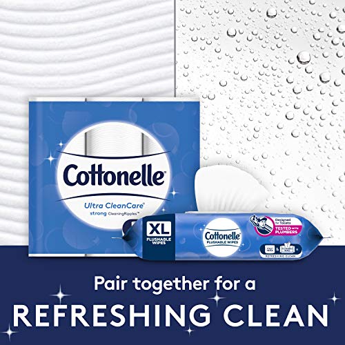 Cottonelle XL Flushable Wipes, Extra Large, 4 Flip-Top Packs, 60 Wipes per Pa...