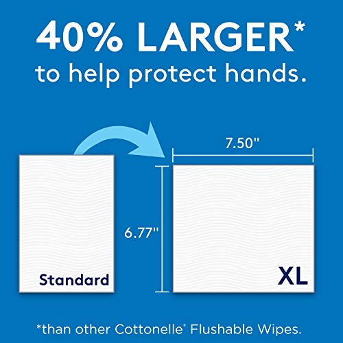 Cottonelle XL Flushable Wipes, Extra Large, 4 Flip-Top Packs, 60 Wipes per Pa...