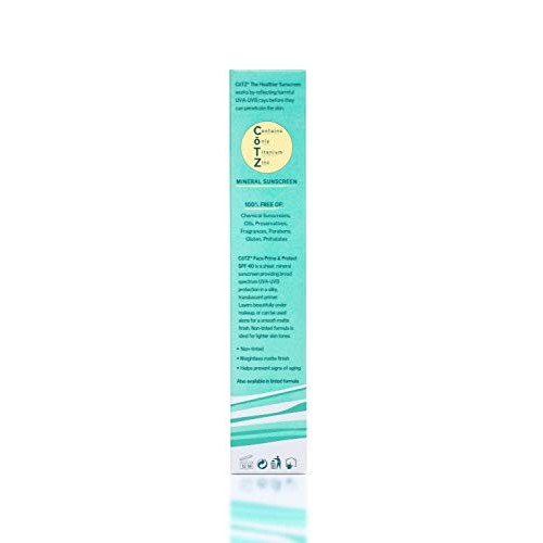 COTZ Face Prime & Protect Non-Tinted Mineral Sunscreen and Facial Primer Broa...