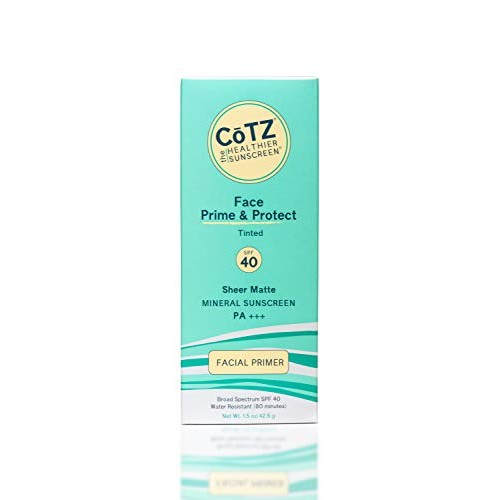 COTZ Face Prime & Protect Tinted Mineral Sunscreen and Facial Primer Broad Sp...
