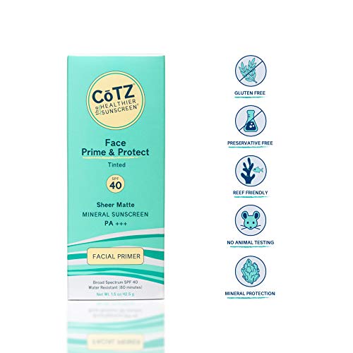 COTZ Face Prime & Protect Tinted Mineral Sunscreen and Facial Primer Broad Sp...
