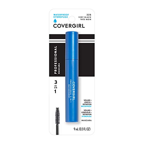 COVERGIRL Professional 3-in-1 Waterproof Mascara, Very Black 225, (Packaging ...