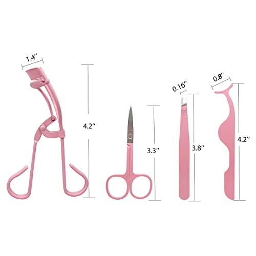 Eyelash Curler Tweezers Applicator Scissors Kit - 4 in 1 Eyelash Extension To...