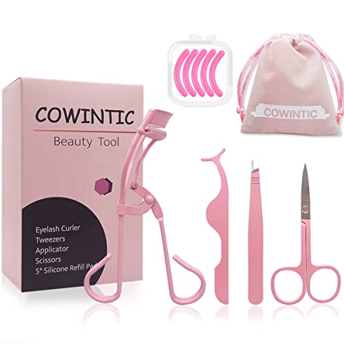Eyelash Curler Tweezers Applicator Scissors Kit - 4 in 1 Eyelash Extension To...