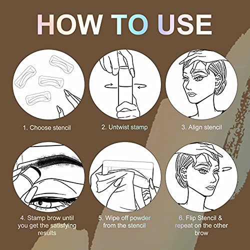 Eyebrow Stamp Stencil Kit One Step Brow Stamp Shaping Kit Waterproof Long Las...