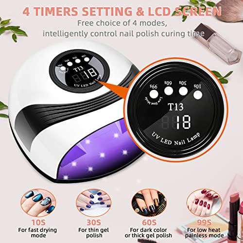 UV LED Nail Lamp, 158W Nail Dryer Gel UV Light for Nails, Fast Gel Nail Dryer...