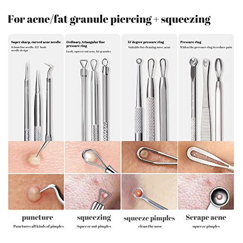 Cptots Blackhead Remover Tools 20 Pcs,Pimple Popper Tool Kit,Acne Extractor T...