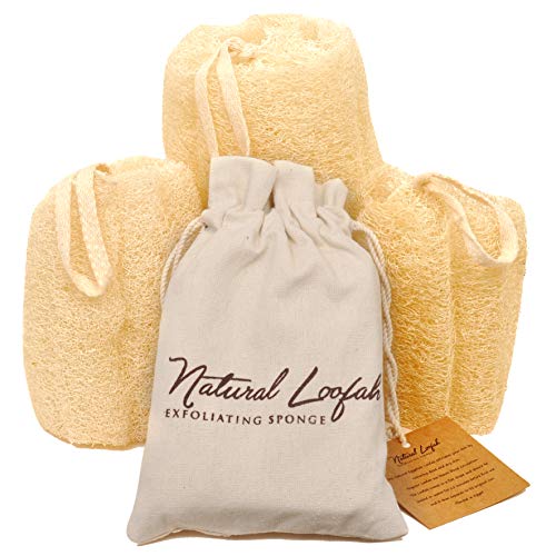 All Natural Loofah Sponge, Set of 3 Real Egyptian Bath & Shower Exfoliating L...