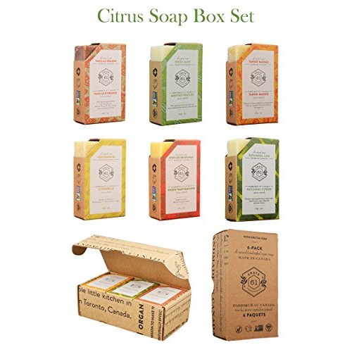 Crate 61 Citrus Soap 6-Pack Box Set, 100% Vegan Cold Process Bar Soap, scente...