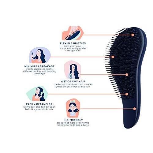 Crave Naturals Glide Thru Detangling Brush for Adults & Kids Hair. Detangler ...