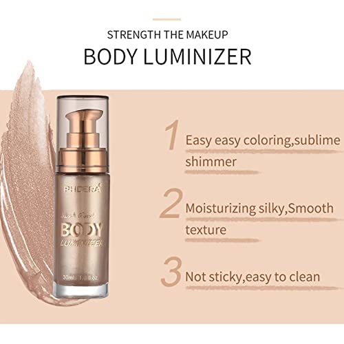 Body Luminizer,Liquid Highlight,Body Highlighter Makeup Smooth Glow Liquid Fo...