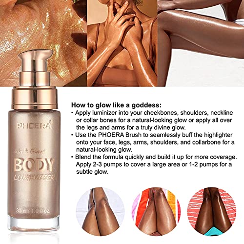 Body Luminizer,Liquid Highlight,Body Highlighter Makeup Smooth Glow Liquid Fo...
