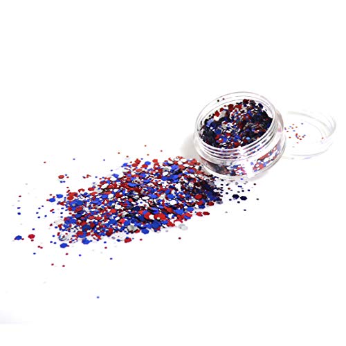 USA Chunky Glitter Kit for Face Body Nail Hair Eyes (2 Jars x 5g - Blue, Red ...