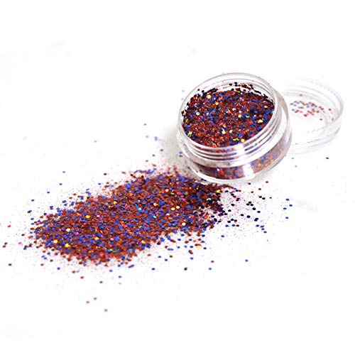 USA Chunky Glitter Kit for Face Body Nail Hair Eyes (2 Jars x 5g - Blue, Red ...