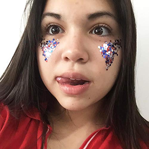 USA Chunky Glitter Kit for Face Body Nail Hair Eyes (2 Jars x 5g - Blue, Red ...