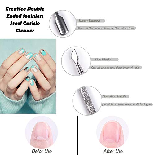 10Pcs Cuticle Pusher Remover and Cutter, Creatiee Double Ended Stainless Stee...